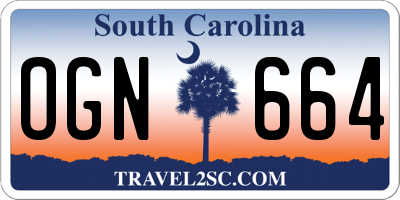 SC license plate OGN664