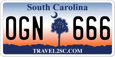 SC license plate OGN666