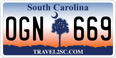 SC license plate OGN669