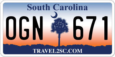 SC license plate OGN671