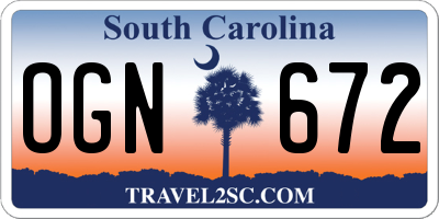 SC license plate OGN672