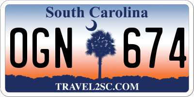 SC license plate OGN674