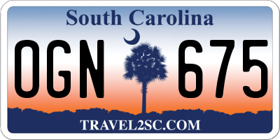 SC license plate OGN675