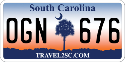 SC license plate OGN676