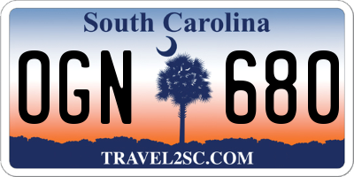 SC license plate OGN680