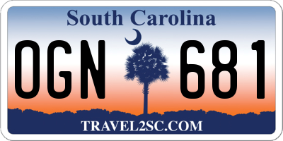 SC license plate OGN681