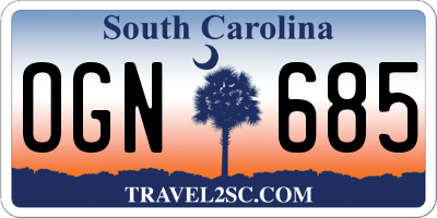 SC license plate OGN685