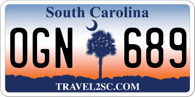 SC license plate OGN689