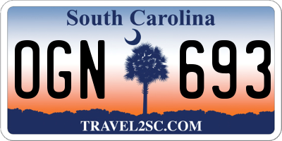 SC license plate OGN693