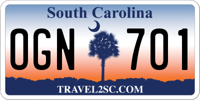 SC license plate OGN701