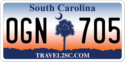 SC license plate OGN705
