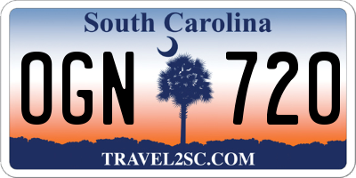 SC license plate OGN720