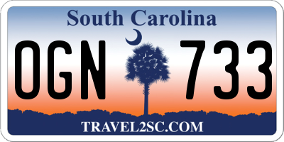 SC license plate OGN733