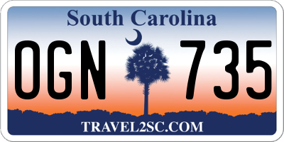 SC license plate OGN735
