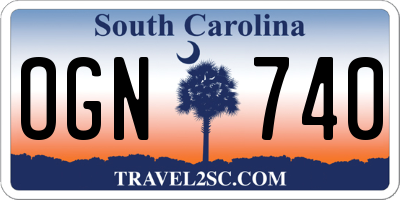 SC license plate OGN740