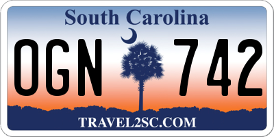 SC license plate OGN742