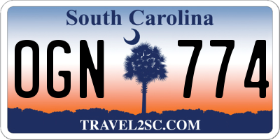 SC license plate OGN774