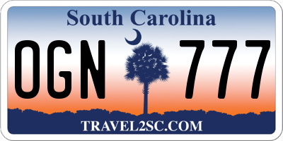 SC license plate OGN777