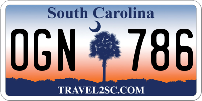 SC license plate OGN786