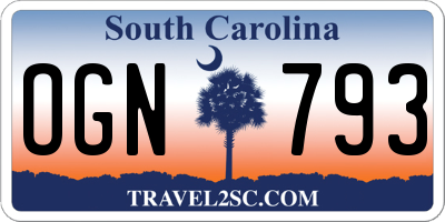 SC license plate OGN793