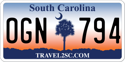 SC license plate OGN794