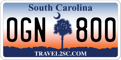 SC license plate OGN800