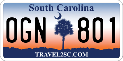 SC license plate OGN801