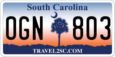 SC license plate OGN803