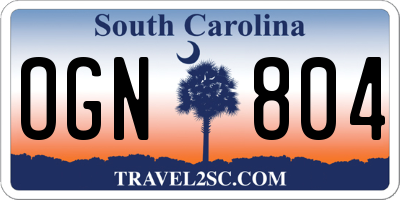 SC license plate OGN804