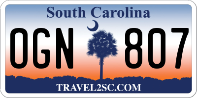 SC license plate OGN807