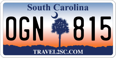 SC license plate OGN815