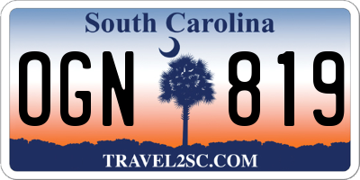 SC license plate OGN819