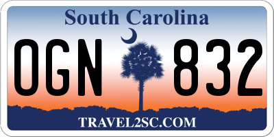 SC license plate OGN832