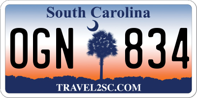 SC license plate OGN834