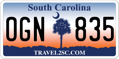 SC license plate OGN835