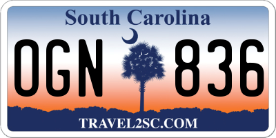 SC license plate OGN836