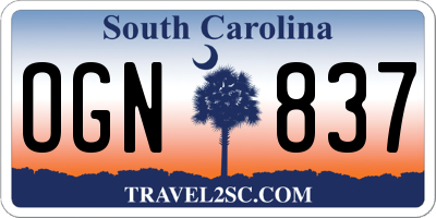 SC license plate OGN837
