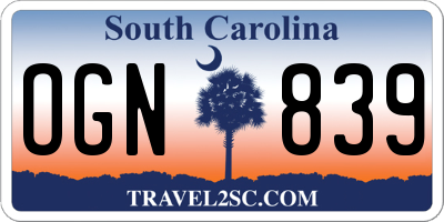 SC license plate OGN839