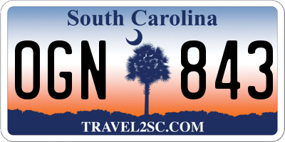 SC license plate OGN843
