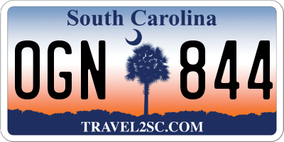 SC license plate OGN844