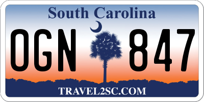SC license plate OGN847