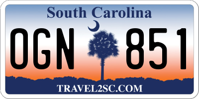 SC license plate OGN851