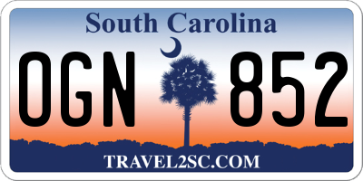 SC license plate OGN852