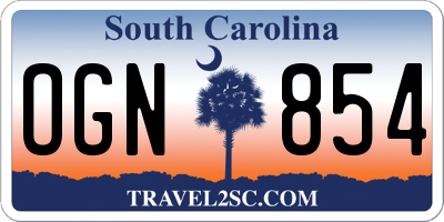 SC license plate OGN854