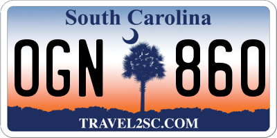 SC license plate OGN860