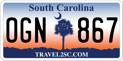 SC license plate OGN867