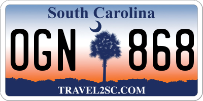 SC license plate OGN868