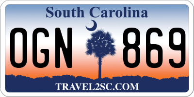 SC license plate OGN869