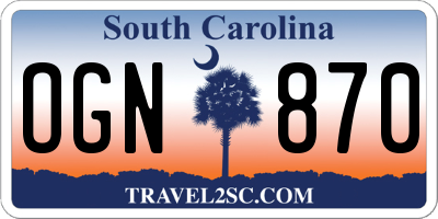 SC license plate OGN870