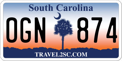 SC license plate OGN874
